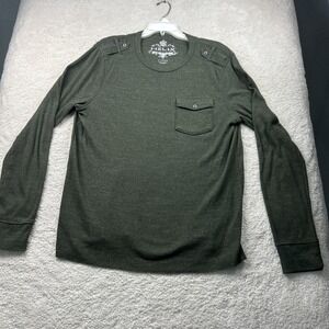 Helix Olive Green Thermal Long Sleeve Shirt‎ Chest Pocket and Epaulettes Sz L
